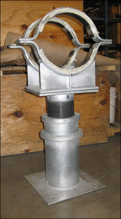 Custom Elevated Pipe Shoe-Clamp Supports Designed for a 12″ Diameter Transfer Line in a Polymer Plant Custom Elevated Pipe Shoe-Clamp Supports Designed for a 12″ Diameter Transfer Line in a Polymer Plant